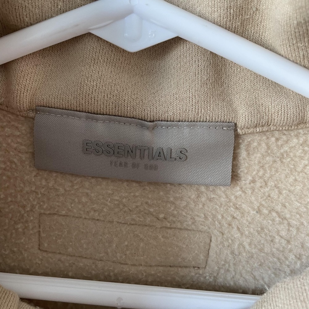 Fear Of God Essentials Sweatshirt Small Beige Full Zip Mock Neck Fleece - Picture 4 of 11